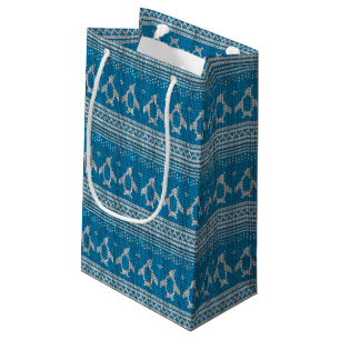 Blue Knitted Background Small Gift Bag