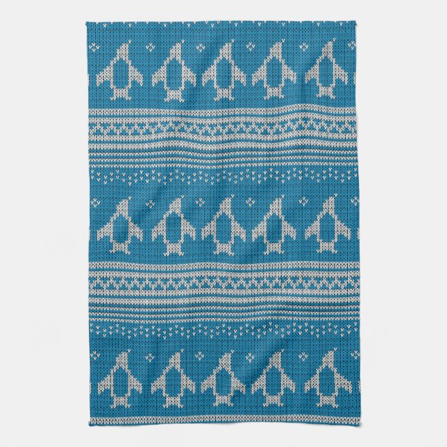Blue Knitted Background Towel (Vertical)