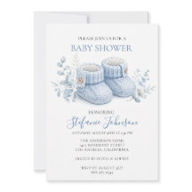 Blue Knitted Booties Boy Baby Shower