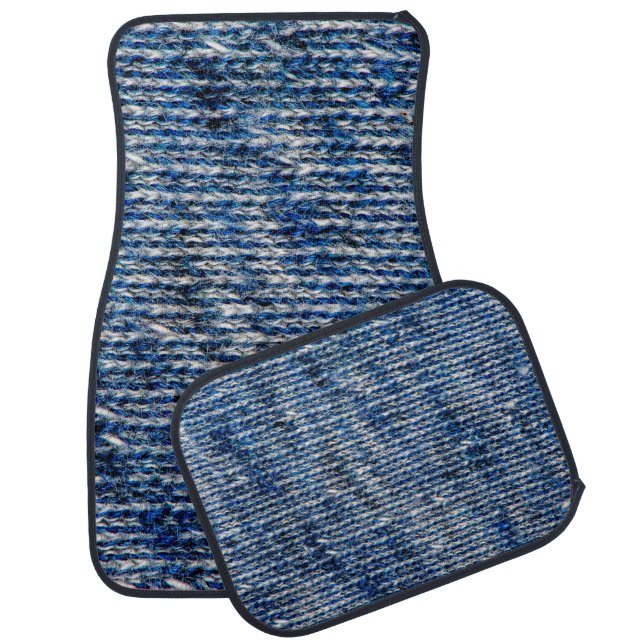 Blue knitting wool texture car floor mat (Set)
