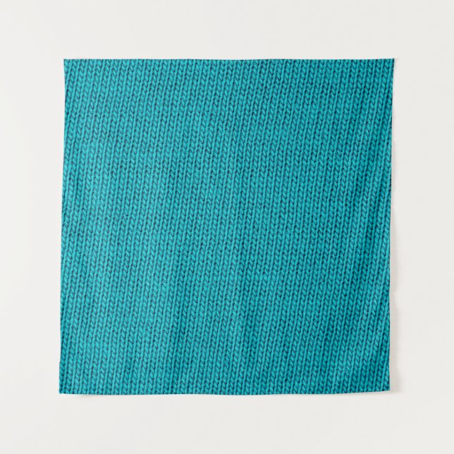 Blue Knitting Wool Texture Closeup Tapestry (Front)