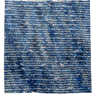 Blue knitting wool texture shower curtain