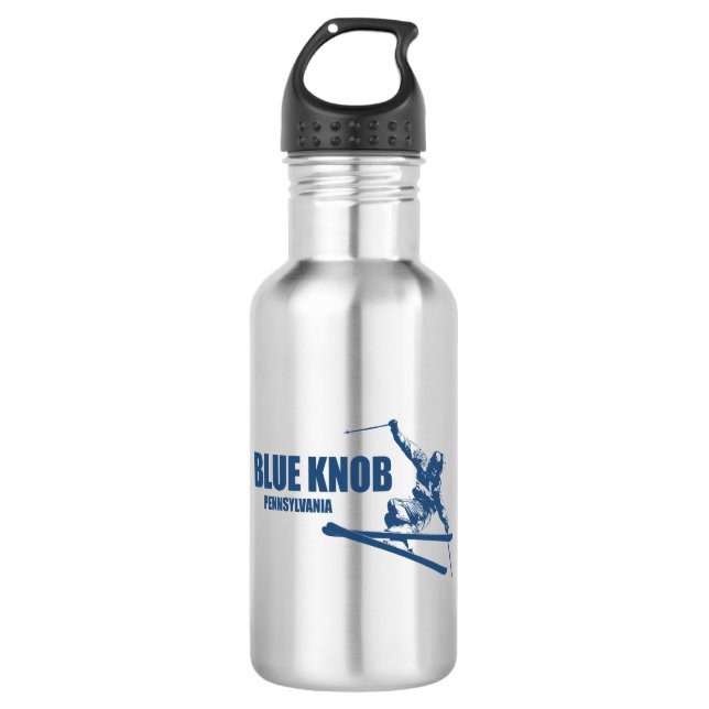 Blue Knob Pennsylvania Skier Stainless Steel Water Bottle (Front)