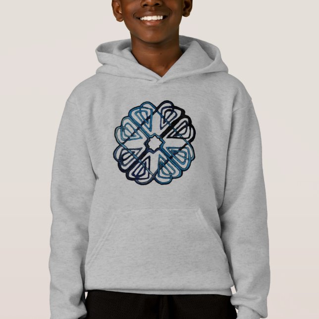 Blue Knotwork Flower Hoodie (Front)