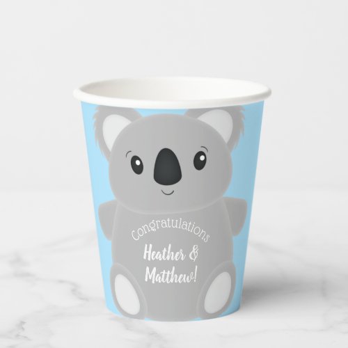 Blue Koala Bear Baby Shower Paper Cups