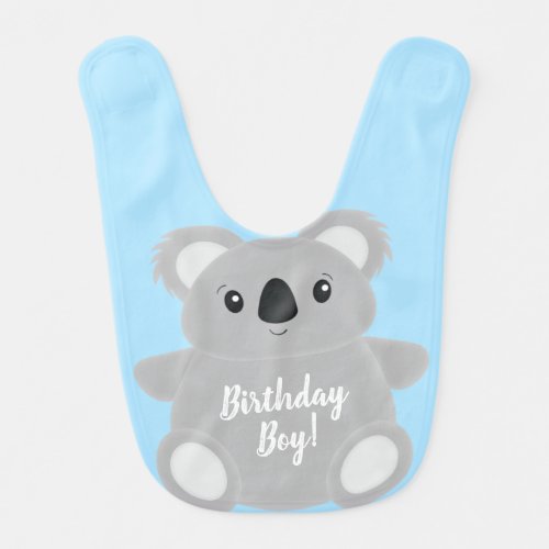 Blue Koala Bear Birthday Party Baby Bib