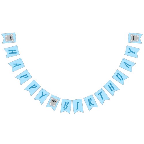 Blue Koala Bear Birthday Party Bunting Flags