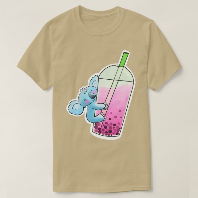Blue Koala Loves Bubble Tea T-Shirt (Design Front)