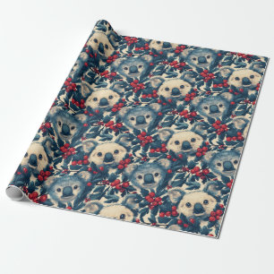 Blue Koalas Christmas Wrapping Paper