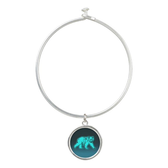Blue Kodiak Bear Bangle Bracelet (Front)