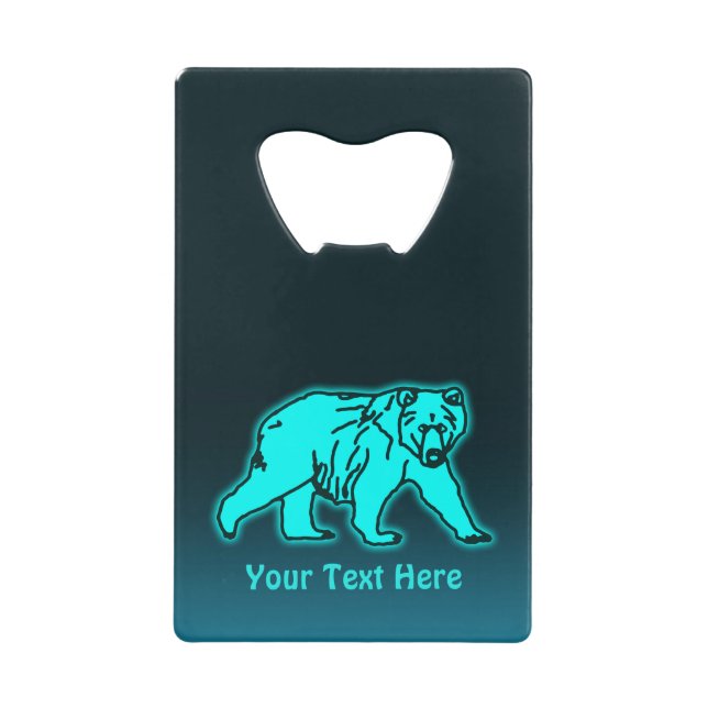 Blue Kodiak Bear Credit Card Bottle Opener (Front)