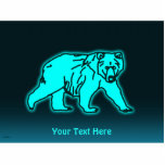 Blue Kodiak Bear Cutout<br><div class="desc">A bright, neon-like rendering of a Kodiak Bear. Inspired by the Northern Lights. Customize by adding your own text. The Kodiak Bear (ursus arctos middendorffi), a subspecies of the brown, or grizzly, bear are the world's largest bears. A full grown male can be over ten feet tall when upright on...</div>