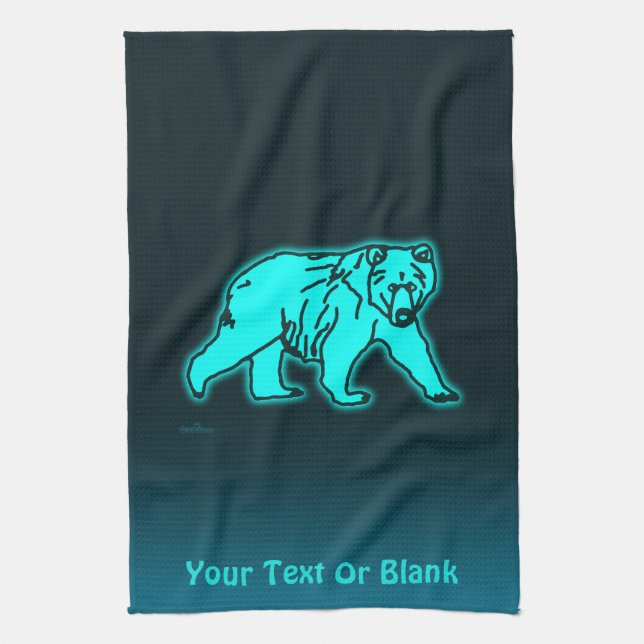 Blue Kodiak Bear Kitchen Towel (Vertical)