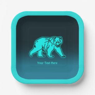 Blue Kodiak Bear Paper Plates