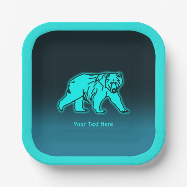 Blue Kodiak Bear Paper Plates (Front)