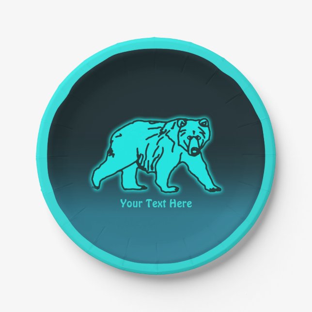 Blue Kodiak Bear Paper Plates (Front)