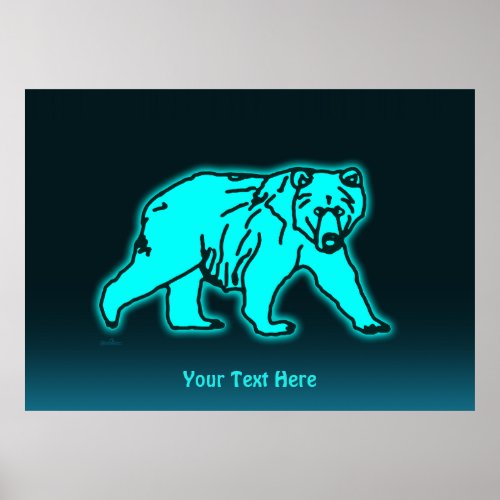 Blue Kodiak Bear Poster