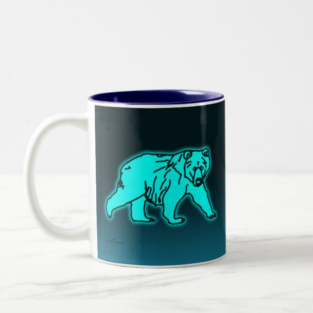 Blue Kodiak Bear Two-Tone Coffee Mug (Left)