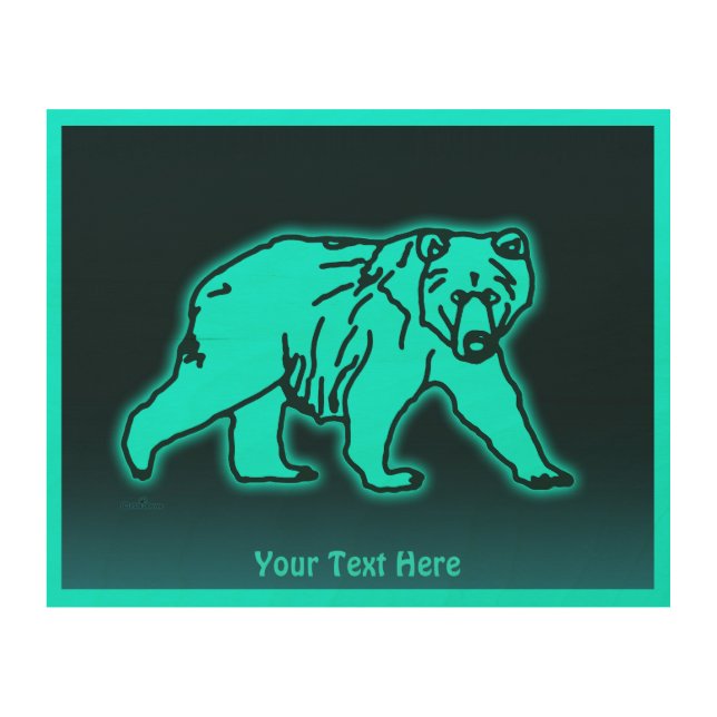 Blue Kodiak Bear Wood Wall Art (Front)