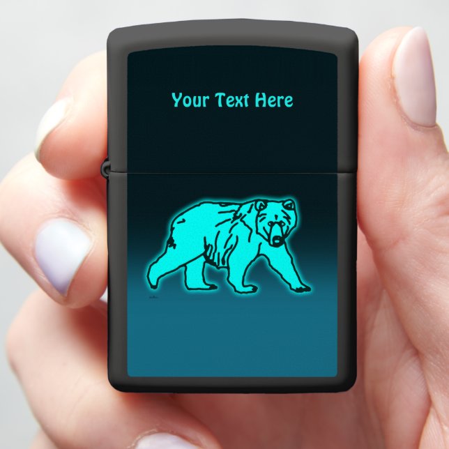 Blue Kodiak Bear Zippo Lighter (In Hand)