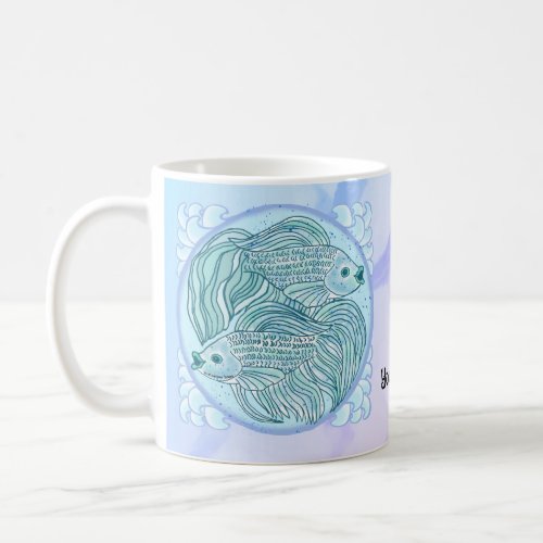 Blue Koi Fish custom name mug 