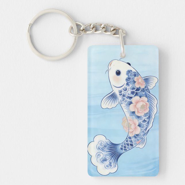 Blue Koi Fish Keychain (Front)