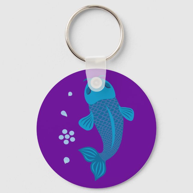 Blue Koi Fish Keychain (Front)