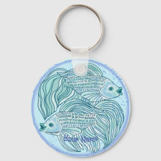 Blue Koi Fish Keychain