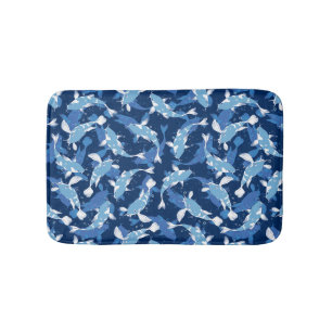 Blue Koi Fish Pattern  Bath Mat