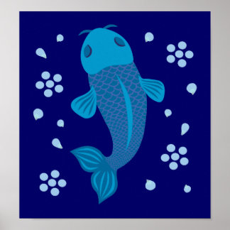 Blue Koi Fish Poster