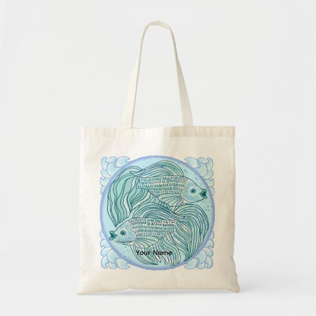 Blue Koi Fish tote bag (Front)