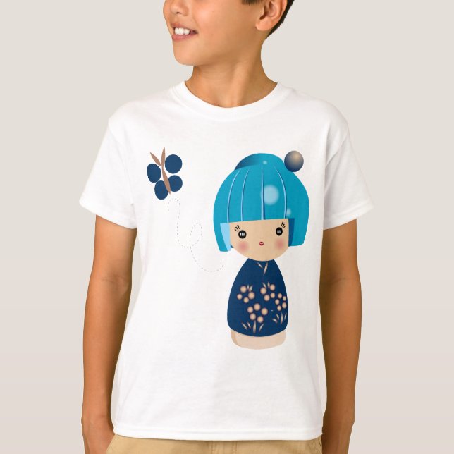Blue Kokeshi Triplet Kids' Tee (Front)