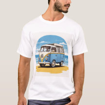 Blue Kombi Beach Circle Tee - Vintage Coastal Cha