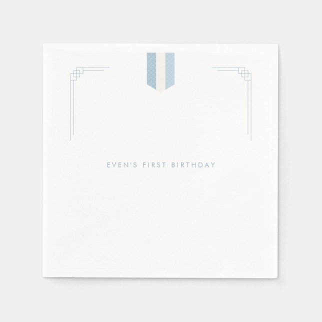 Blue Korean boy 1st birthday Doljanchi  Napkins (Front)