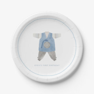 Blue Korean boy 1st birthday Doljanchi Paper Plates