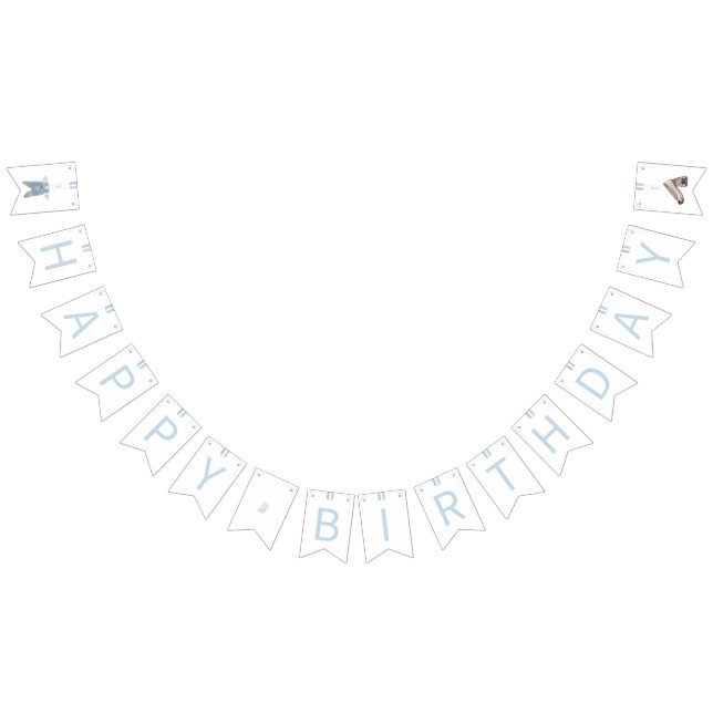 Blue Korean Doljanchi happy birthday Bunting Flags (All)