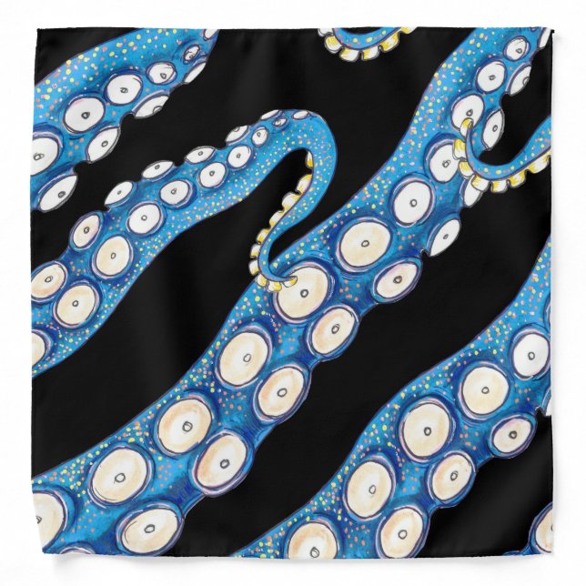 Blue Kraken Octopus Tentacles Art Bandana (Front)