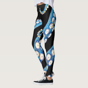 Blue Kraken Octopus Tentacles Art Leggings