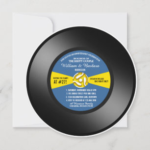 Blue Label Vinyl 45 Record Anniversary Party Invitation