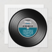 Blue Label Vinyl Record 50th Birthday Party Invitation (Front/Back)