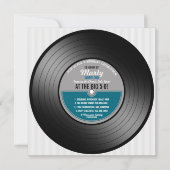 Blue Label Vinyl Record 50th Birthday Party Invitation (Front)