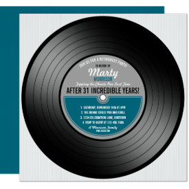 Blue Label Vinyl Record Retirement Party Invitation