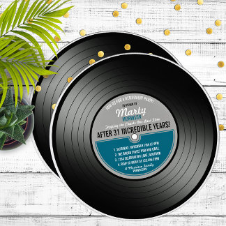 Blue Label Vinyl Record Retirement Party Invitation