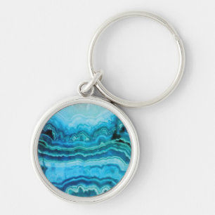 Blue Lace Agate gemstone printed Keychain