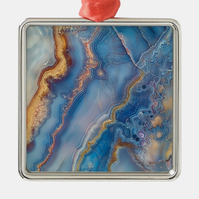 Blue Lace Agate Metal Ornament (Front)