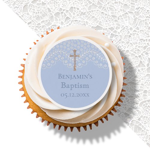 Blue Lace Baptism  Edible Frosting Rounds