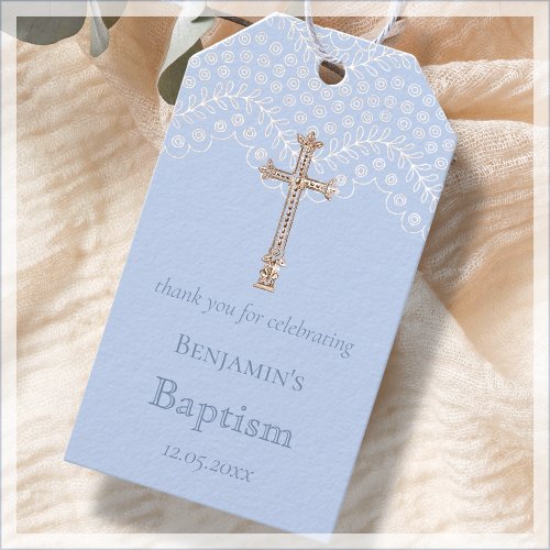 Blue Lace  Baptism  Thank You Favor Gift Tags