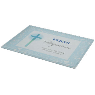 Blue Lace Boy Baptism Cutting Board