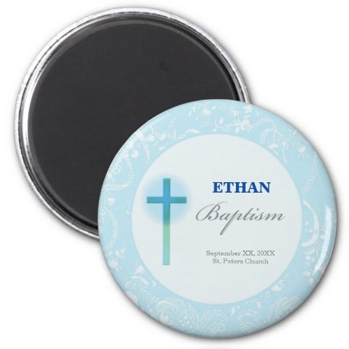 Blue Lace Boy Baptism Magnet