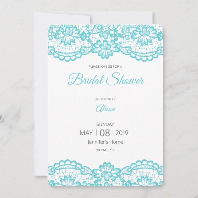 Blue Lace Bridal Shower Card (Front)